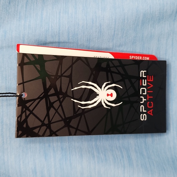 SPYDER ACTIVE MEN'S MEDIUM LONG SLEVES TSHIRT WITH HOODIE, RED LIGHT BLUE - Picture 9 of 12